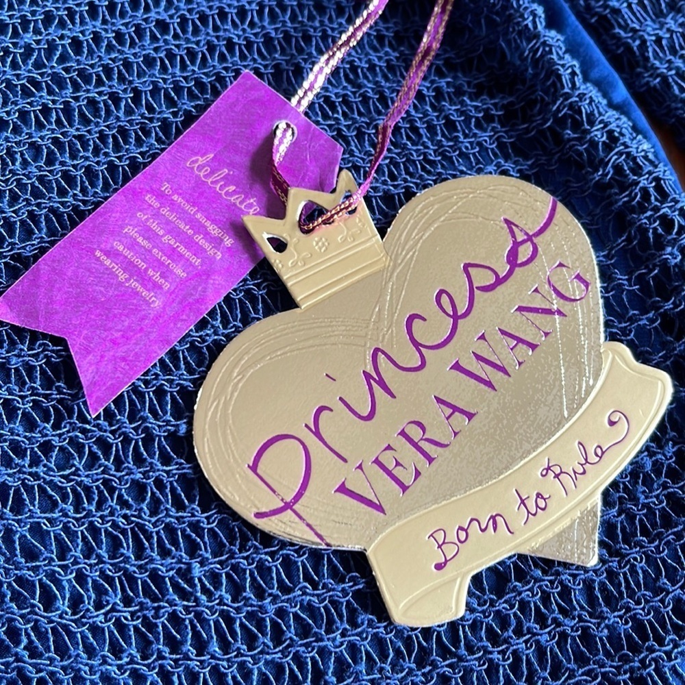 𝅺PRINCESS VERA WANG navy blue cardigan XS - Picture 2 of 7